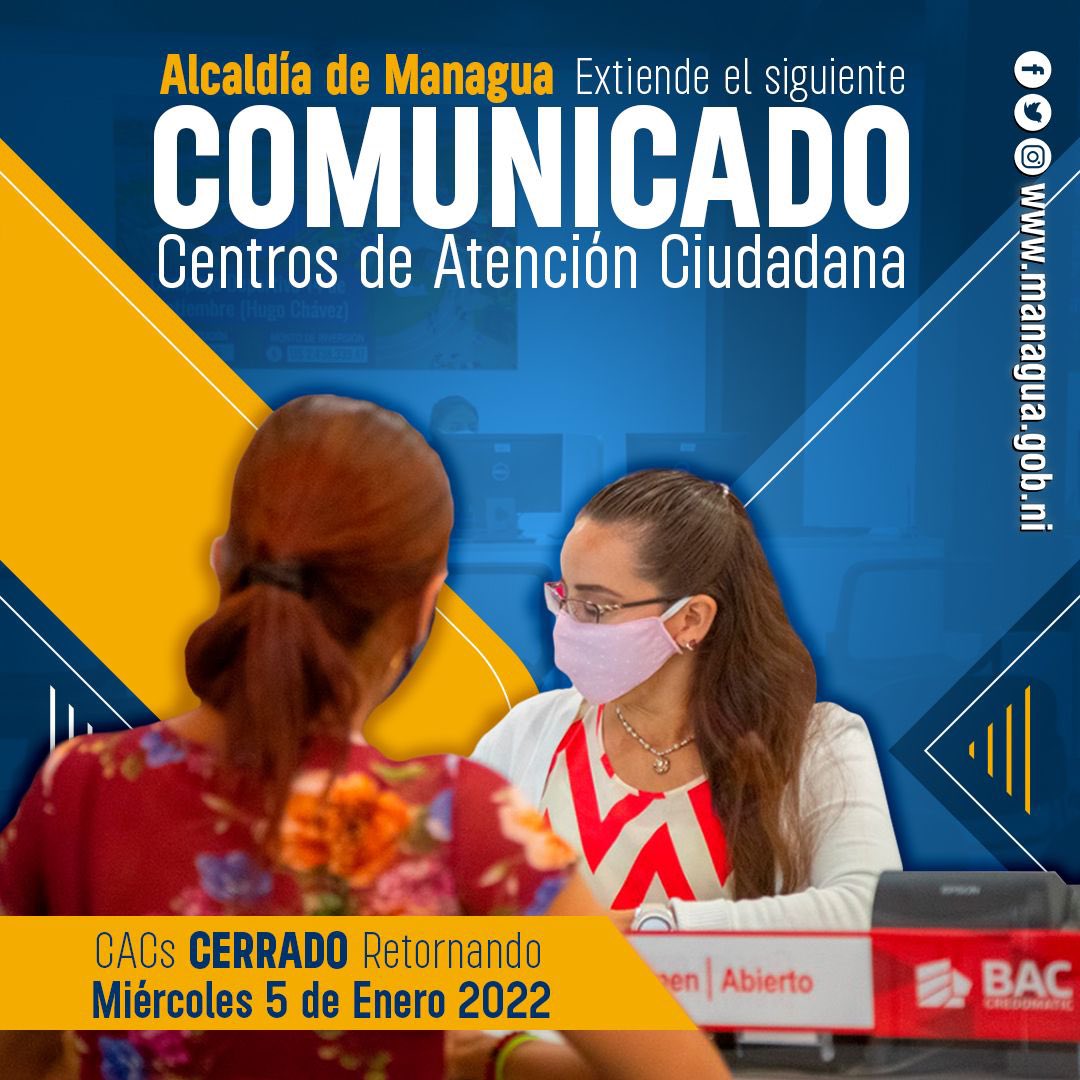 Alcaldía de Managua informa horarios de atención