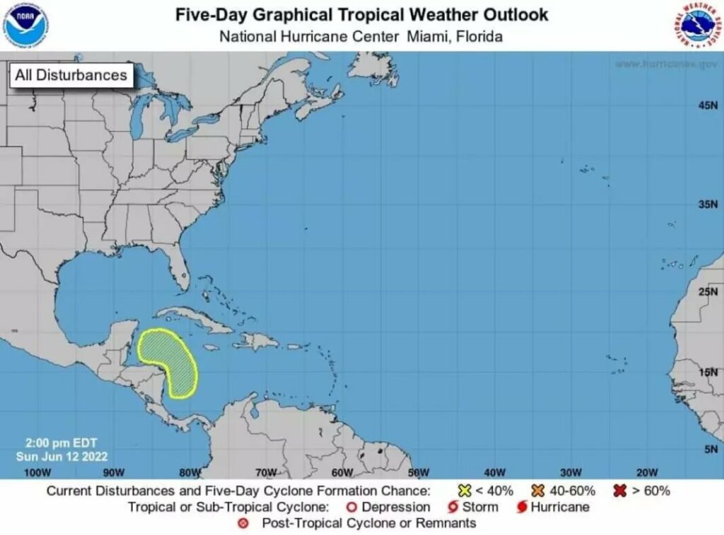 CNH informa sobre la formación de dos sistemas de baja presión cerca de las costas nicaragüenses