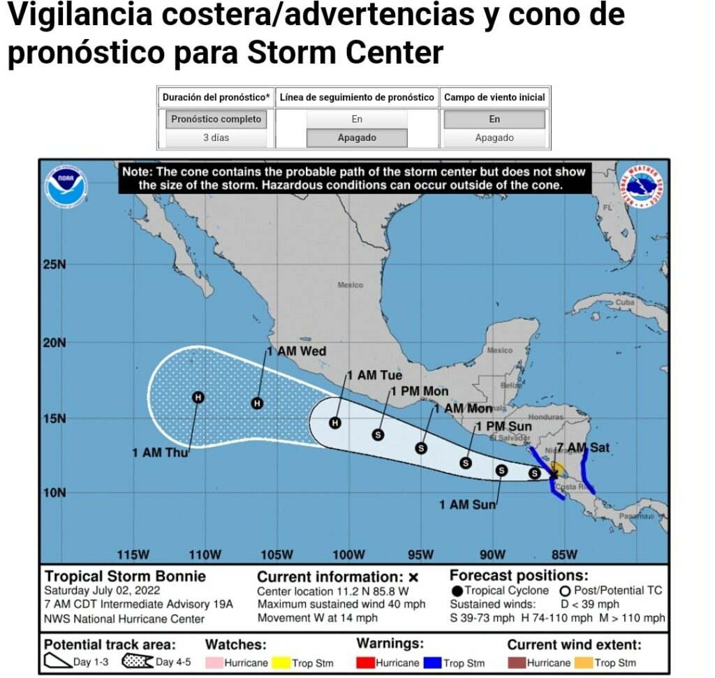 Tormenta tropical Bonnie se aleja Nicaragua