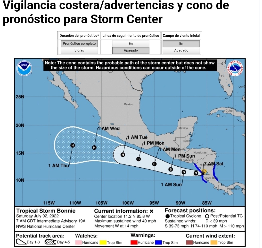 Tormenta tropical Bonnie se aleja de Nicaragua