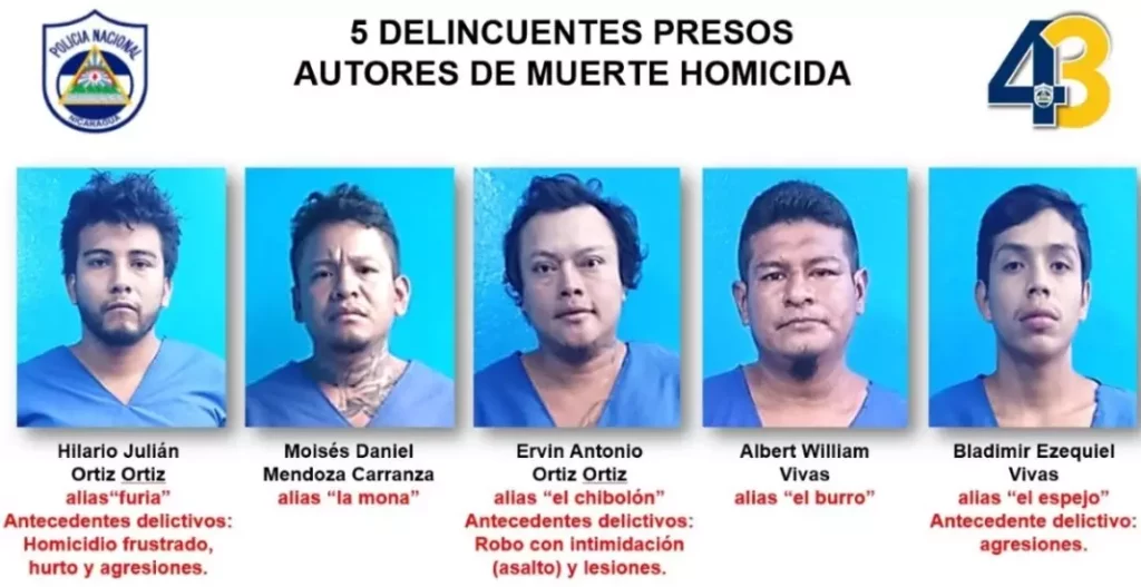 Tras las rejas los 5 delincuentes que mataron a golpes a un promotor cultural en Masaya