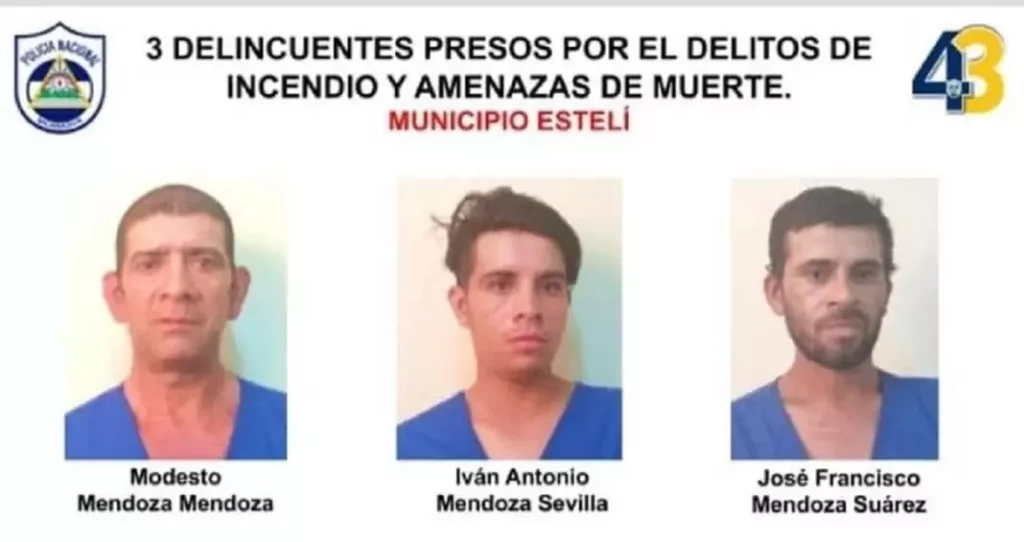 Detienen a tres hombres que incendiaron una casa en Estelí