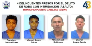 Ocho delincuentes son capturados por la Policía en la Costa Caribe Norte