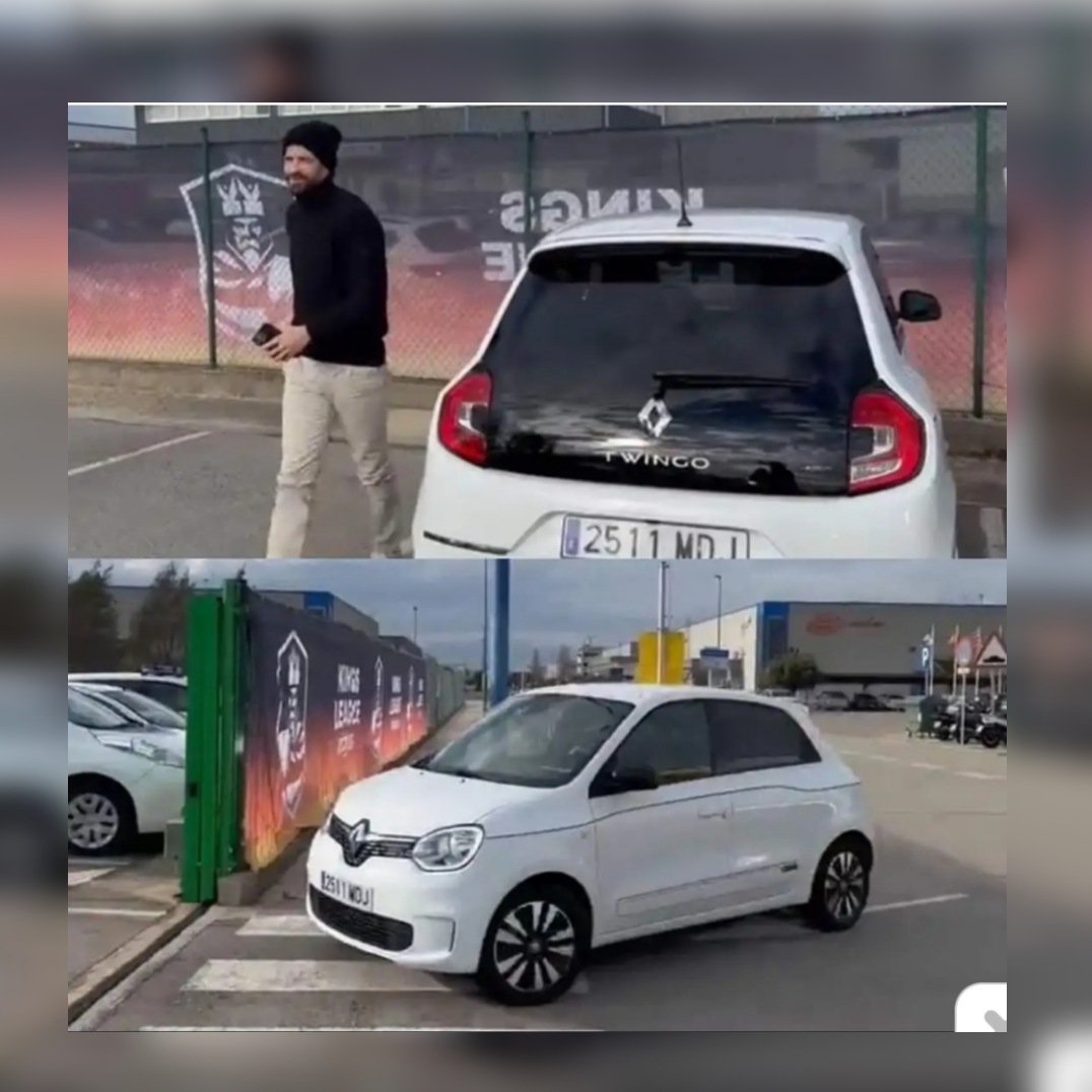Piqué llega manejando un carro Twingo respondiendo al éxito de Shakira