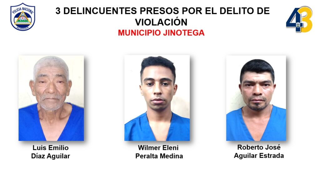 Apresan a tres violadores en Jinotega