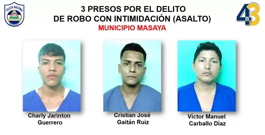 Policía de Masaya capturó a 3 agresores de mujeres y otros 9 delincuentes