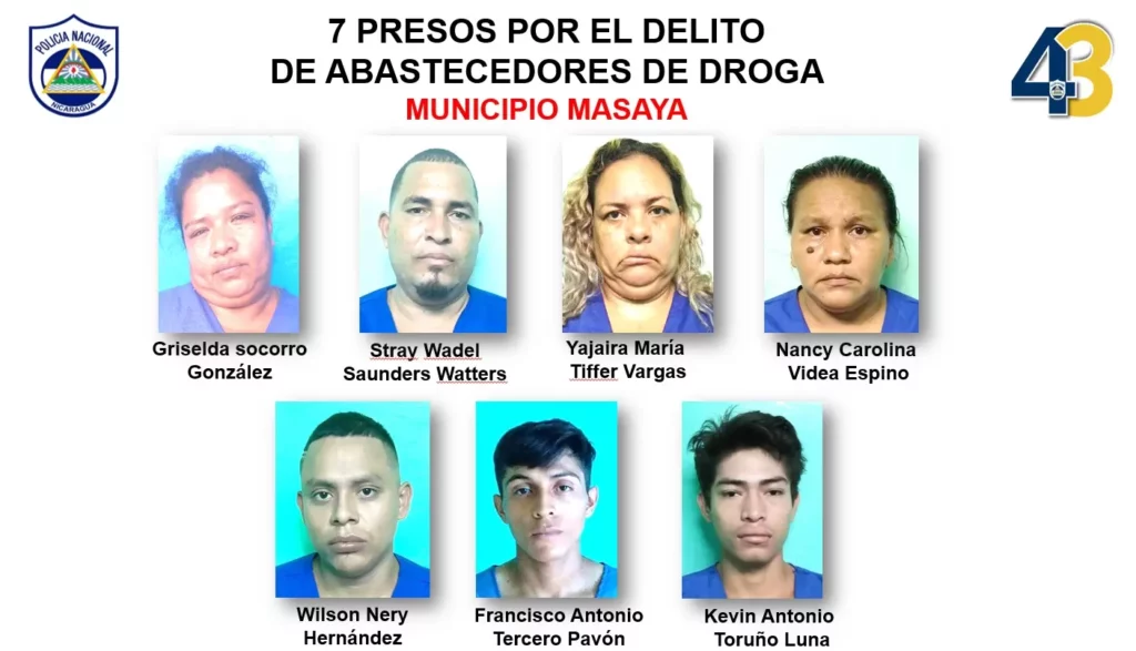 7 abastecedores de drogas son capturados en Masaya en la última semana