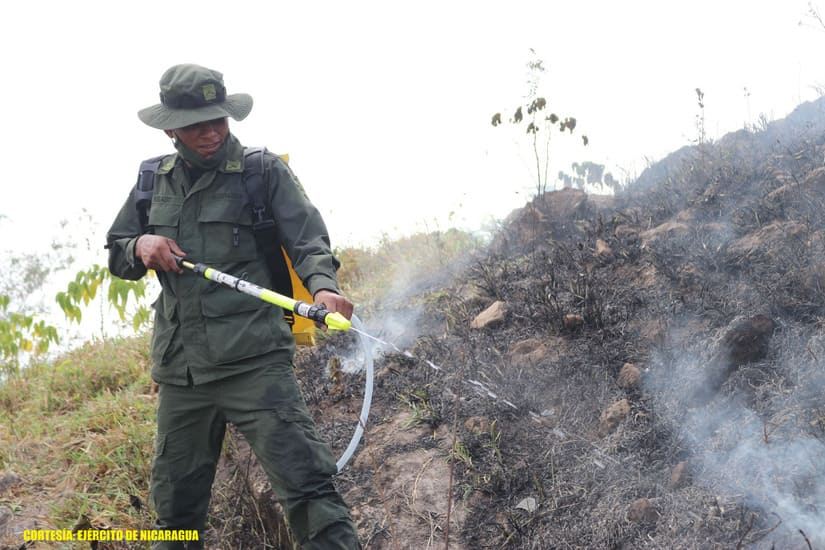 Batallón Ecológico apoyó extinción de incendio forestal en Siuna