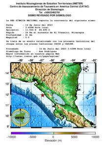 Sismo de 5 grados estremece el Pacífico de Nicaragua