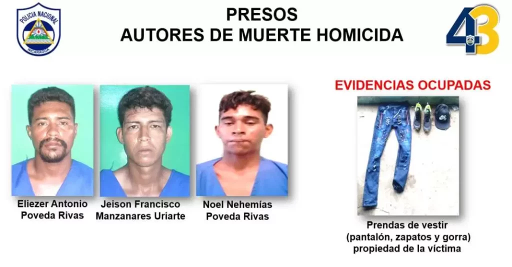 Policía presenta a asesinos de un joven en el municipio de Diría