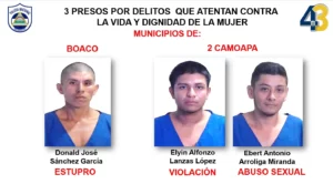 Capturan en Boaco a tres violadores y a autores de otros delitos