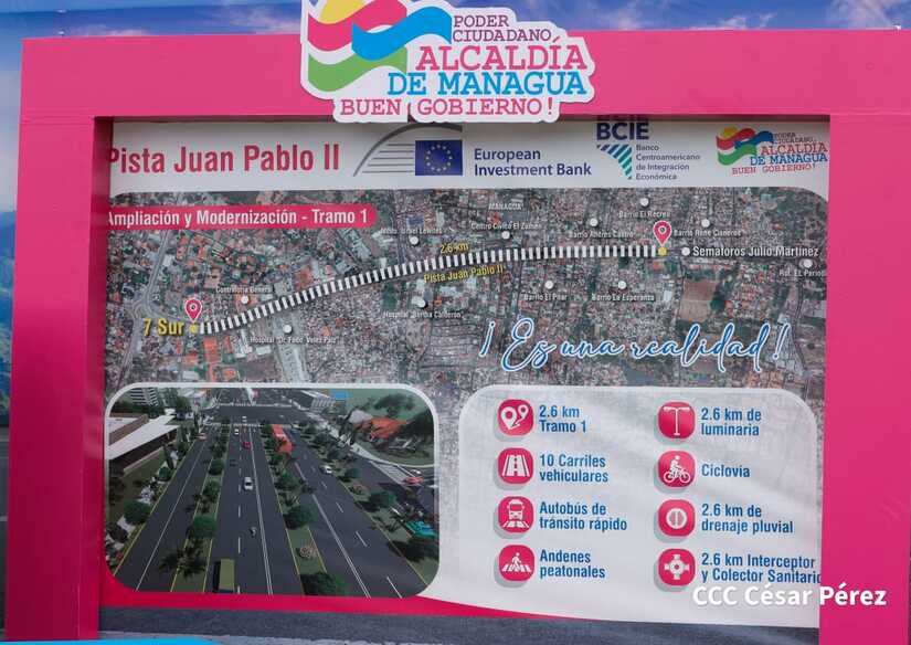 Construcción de la pista Juan Pablo II atravesará 33 barrios de Managua