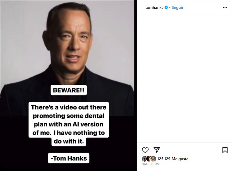 Tom Hanks denuncia uso de su imagen en anuncio de IA