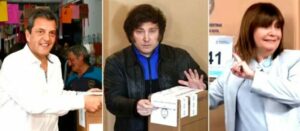 Candidatos presidenciales en Argentina ejerciendo su derecho al sufragio