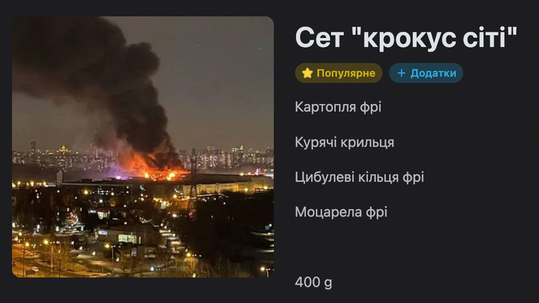 Un bar de Kiev añade el plato ‘Crocus City’ en su menú, burlándose de las víctimas