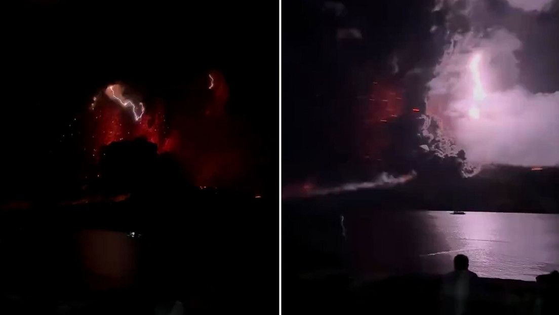 Cientos de rayos iluminan un volcán mientras escupe magma y ceniza
