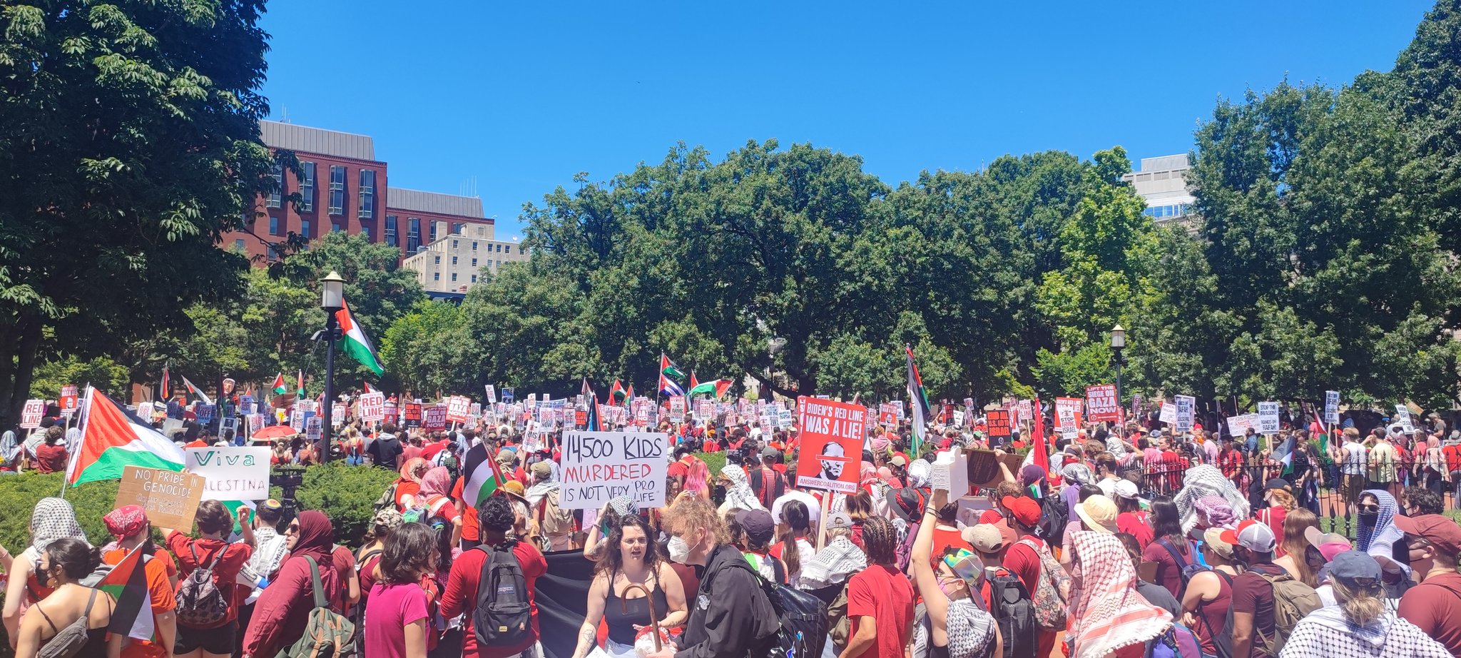 Miles de personas se congregan frente a la Casa Blanca en rechazo a la guerra en Gaza