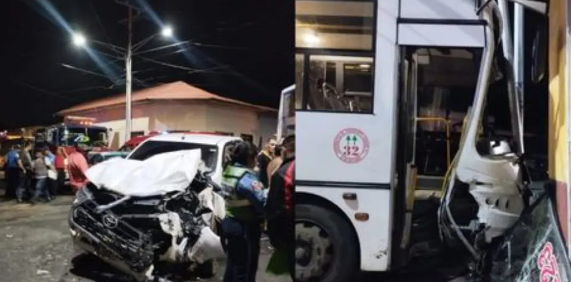 Cinco lesionados tras choque de la ruta 123 en Managua