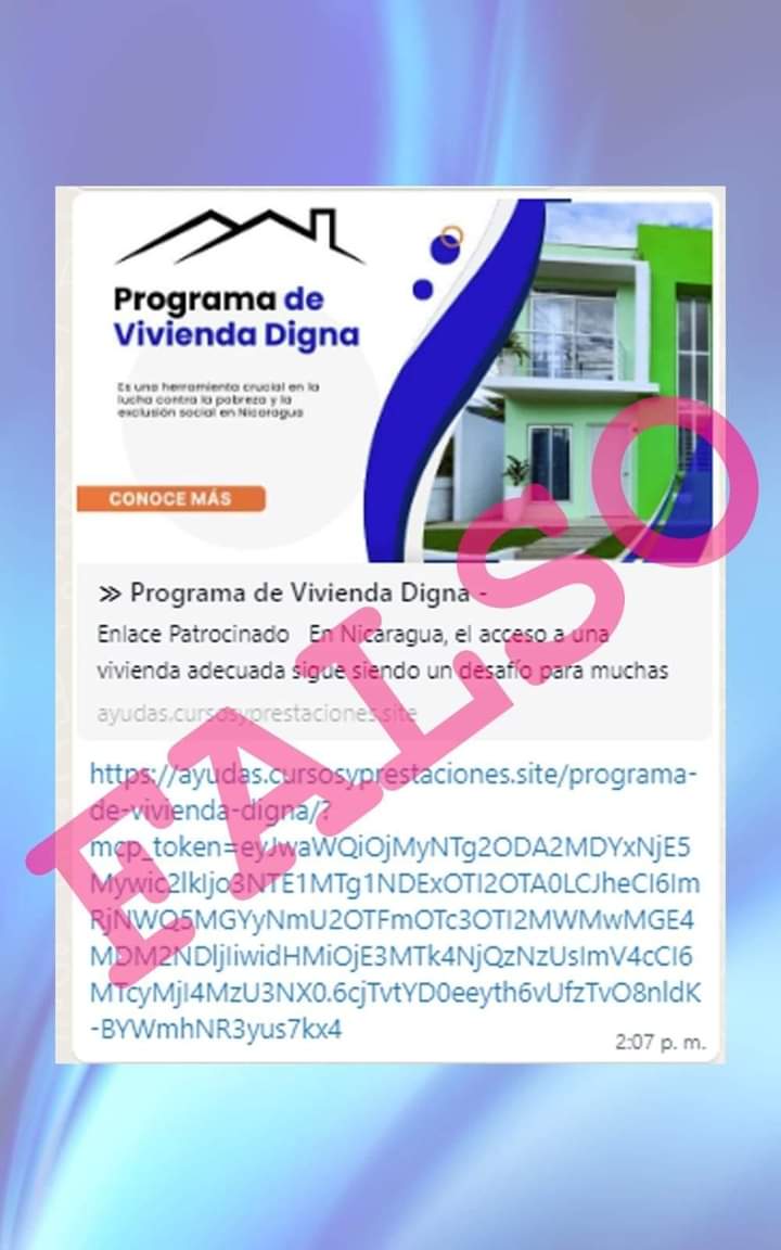 INVUR alerta sobre estafas en línea donde piden dinero para los subsidios de viviendas