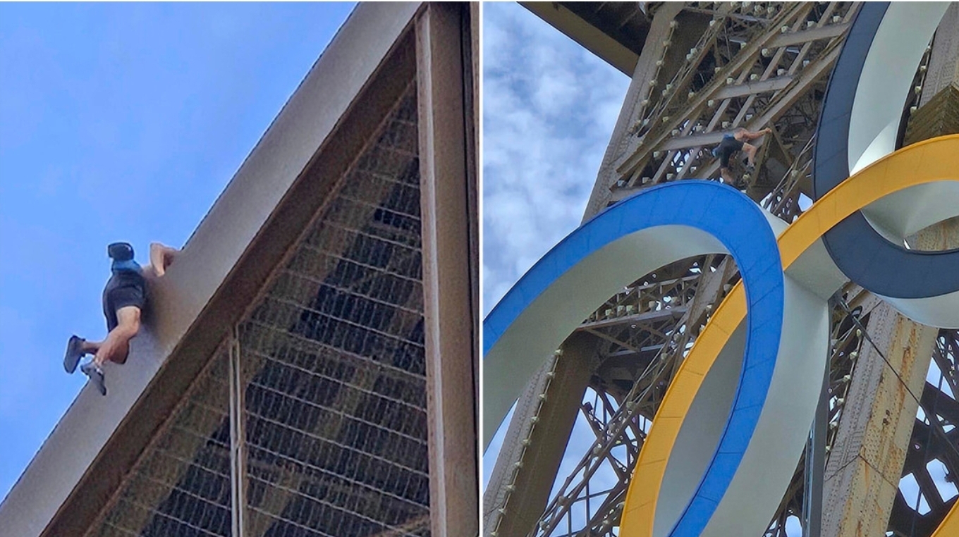 ‘Hombre araña’ semidesnudo en la Torre Eiffel provoca evacuación horas antes del cierre de los JJOO