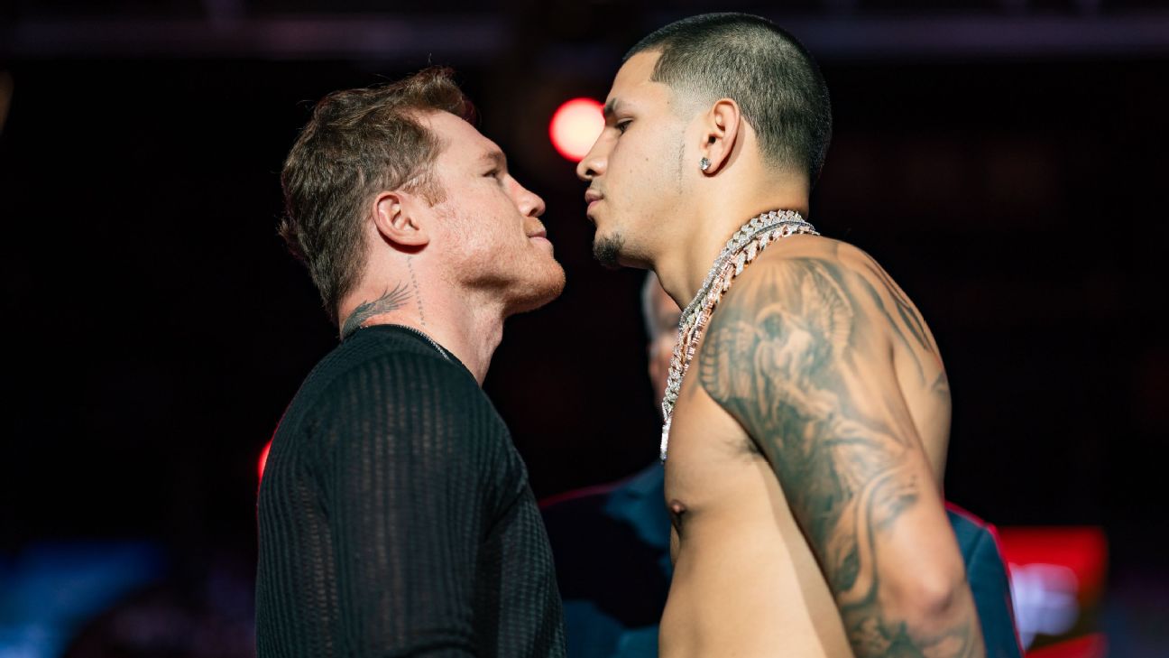 Canelo Álvarez y Berlanga en el último cara a cara previo a su combate