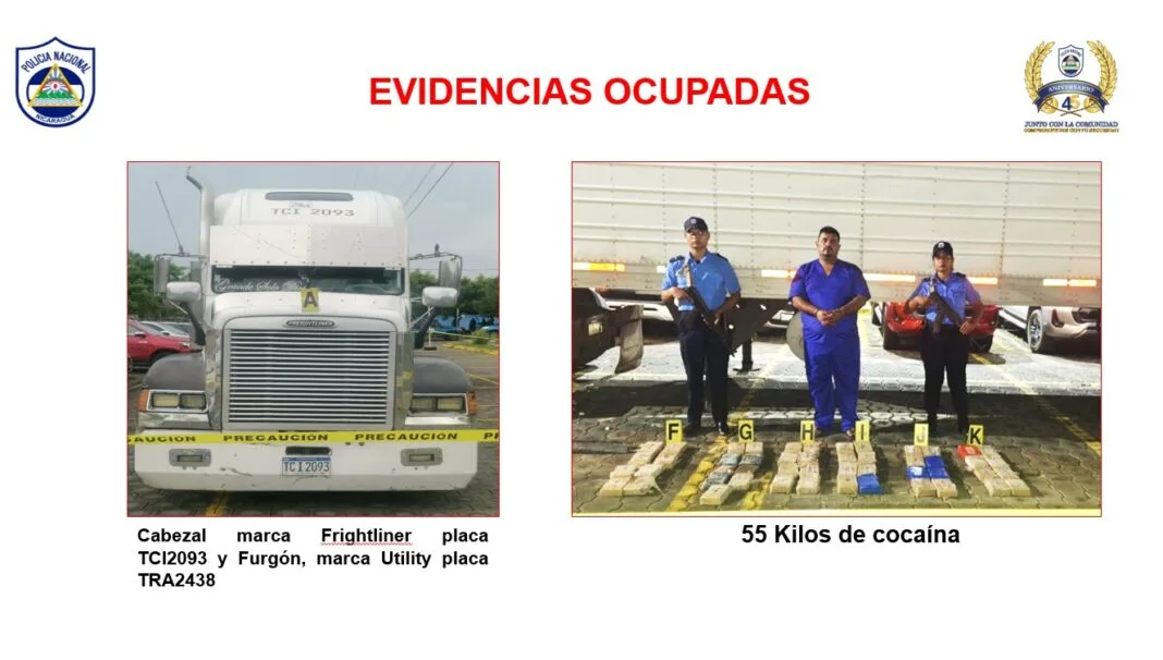 Decomisan 55 Kilos de cocaína a furgonero hondureño en Rivas