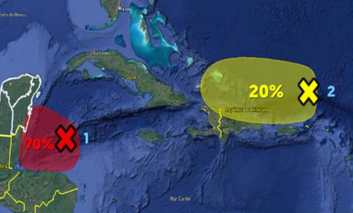 Aumenta a 70% probabilidad de desarrollo ciclónico en Mar Caribe