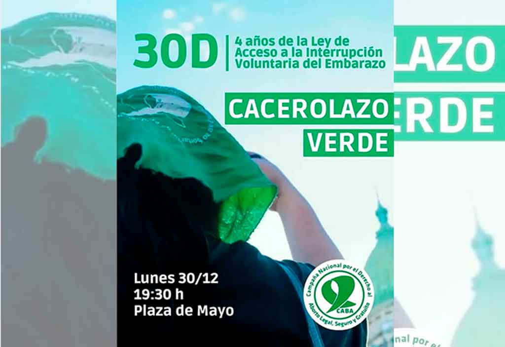 Realizarán cacerolazo verde por derecho al aborto en Argentina