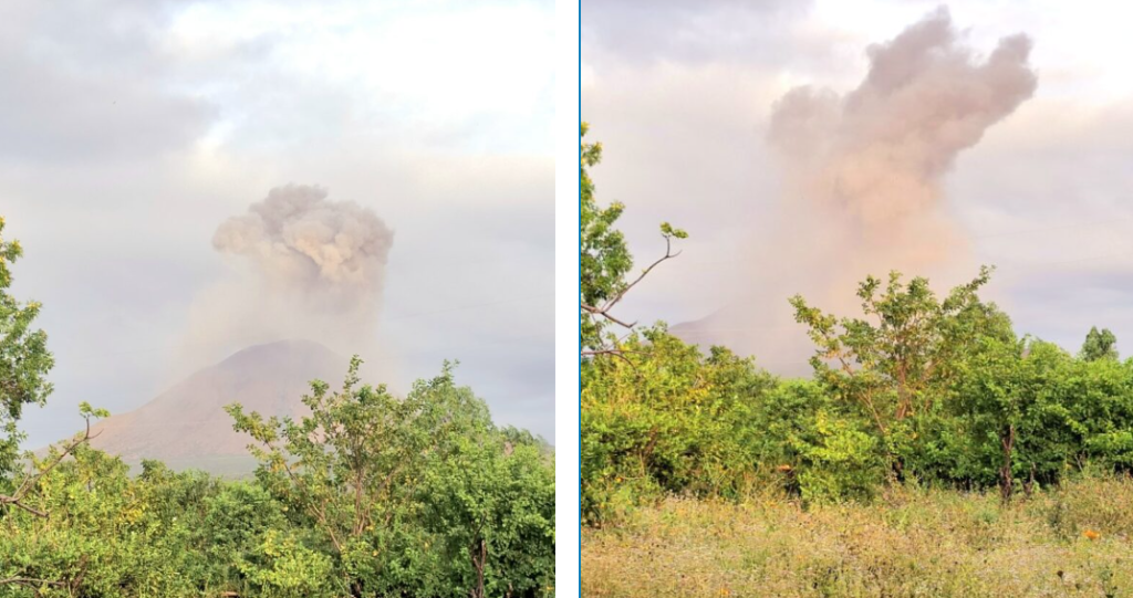 cenizas en el volcán Telica