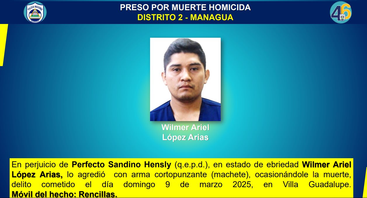 Presentan a sujeto que mató a machetazos a un hombre en Distrito II de Managua