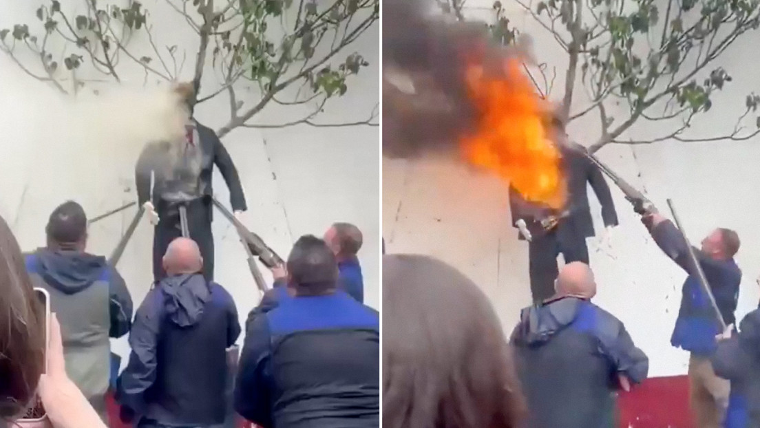 VIDEO: Disparan y queman a “Donald Trump” en un municipio español