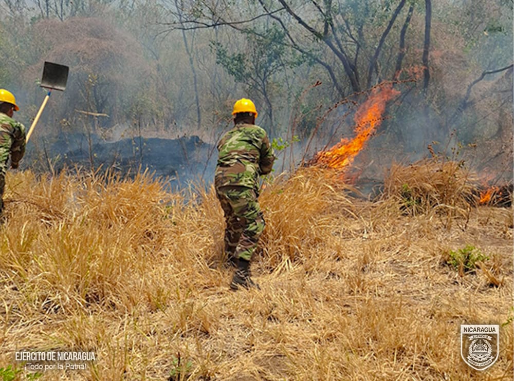 Ejército de Nicaragua participa en la extinción de varios incendios forestales