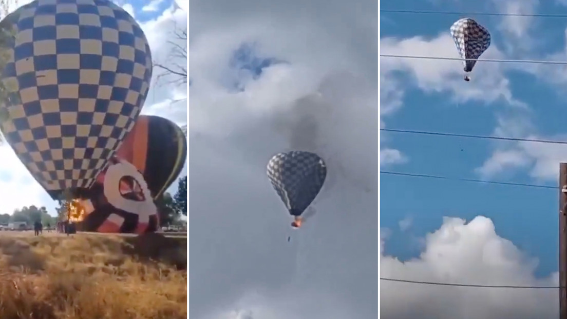 Hombre queda colgado de un globo aerostático en llamas y muere al caer al vacío
