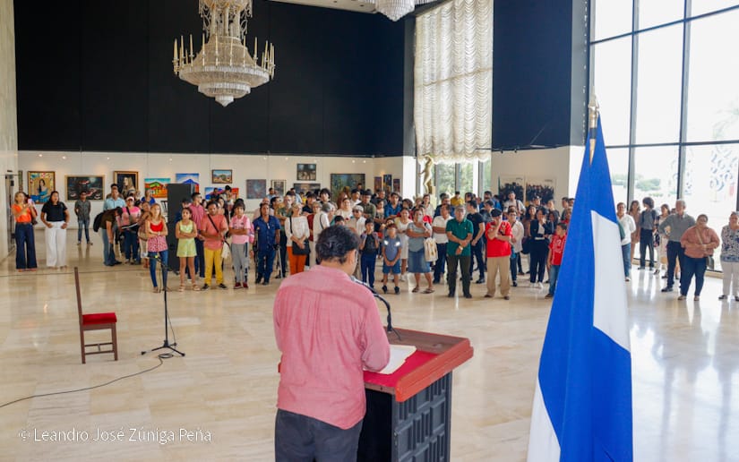 Maestros de las artes plásticas y el talento emergente nicaragüense inauguran exposición en saludo al 46/19