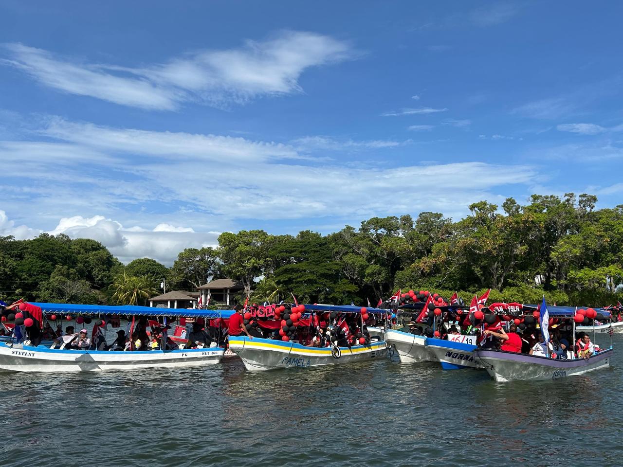 Militancia sandinista ratifica compromiso con la Revolución en caravana acuática en el Cocibolca