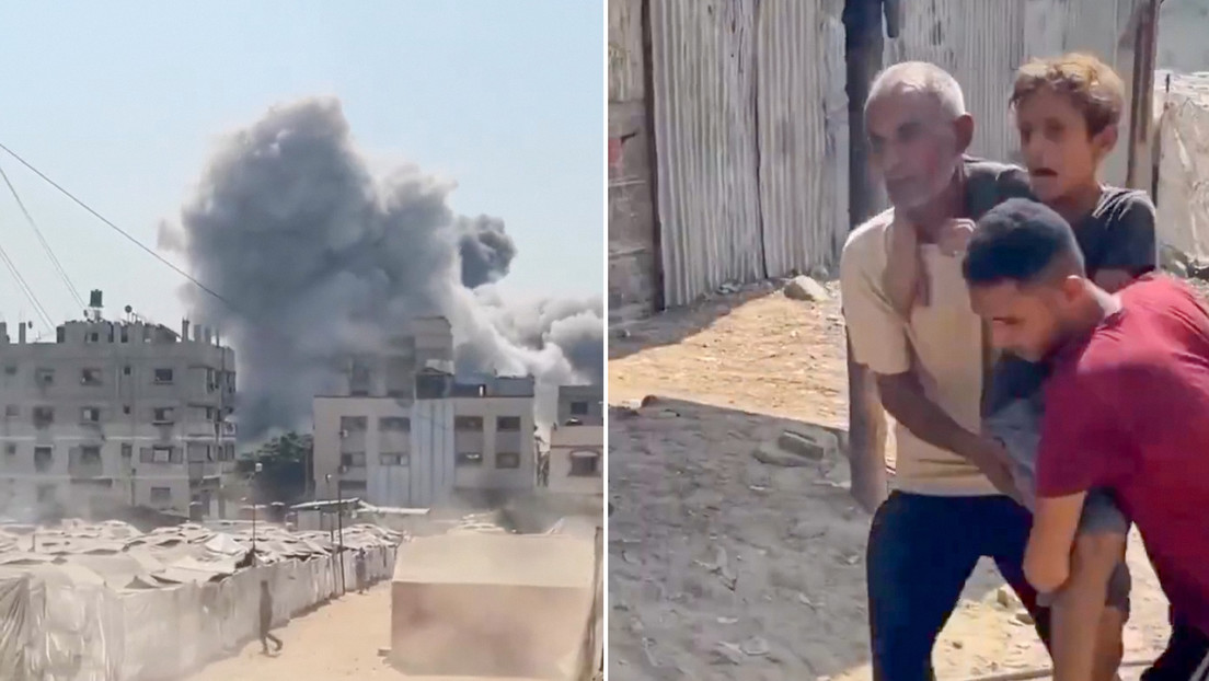 Niño palestino corre aterrado a los brazos de su padre tras ser alcanzado por ataque israelí