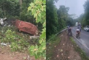 Rastra con cemento cae en un abismo en Jinotega