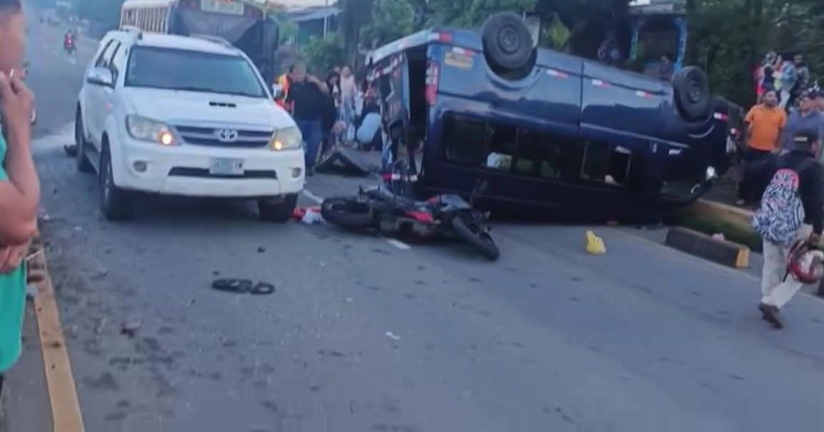 Triple colisión en Los Sabogales-Masaya deja varios lesionados
