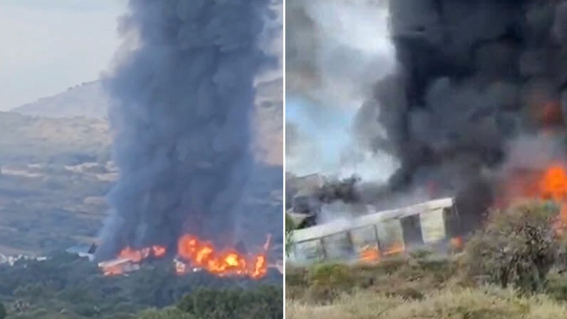 Explosión y enorme incendio tras descarrilamiento de un tren en México