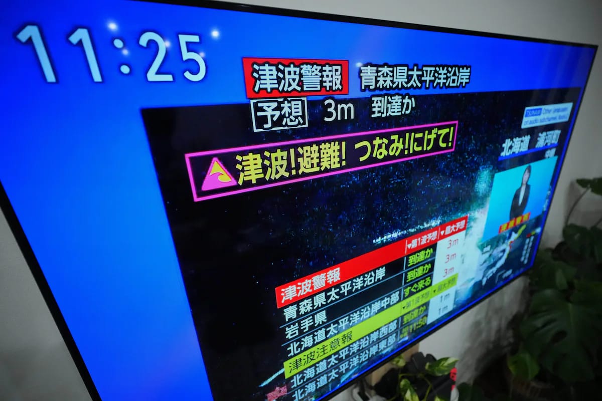 Japón emite un aviso de tsunami tras un terremoto de magnitud 7.6