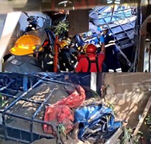 Camión cargado de arena pierde los frenos y deja 4 heridos y 2 vehículos chocados en la Cuesta El Plomo