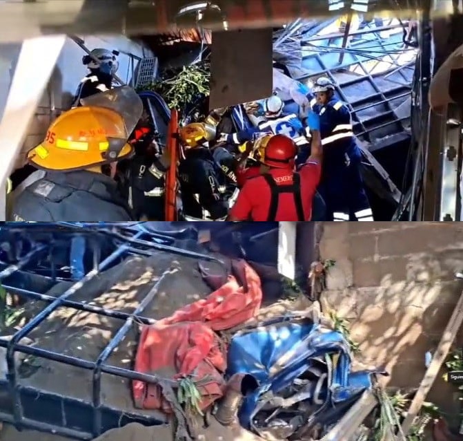 Camión cargado de arena pierde los frenos y deja 4 heridos y 2 vehículos chocados en la Cuesta El Plomo