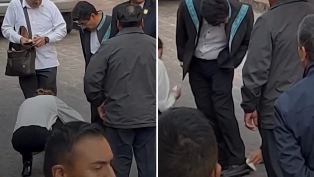 Trabajadora de la Corte limpia zapato del ministro presidente de México y se desata la polémica