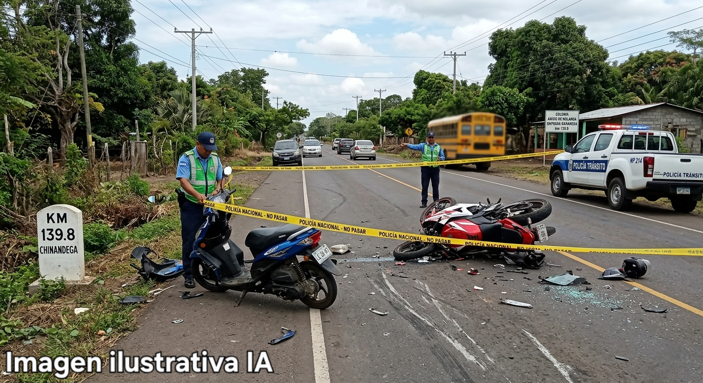 Invasión de carril provoca la muerte de un matrimonio y un herido grave en Chinandega
