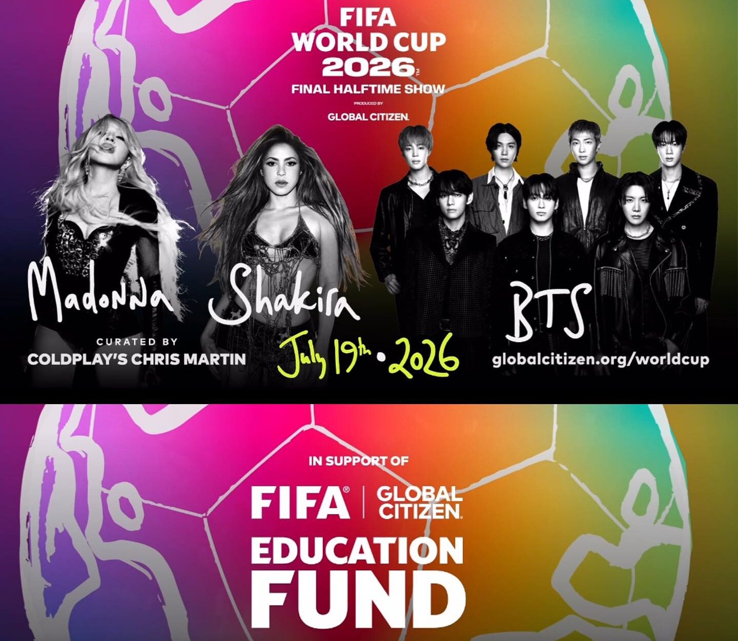 Shakira, Madonna y BTS actuarán en el intermedio de la final del Mundial 2026