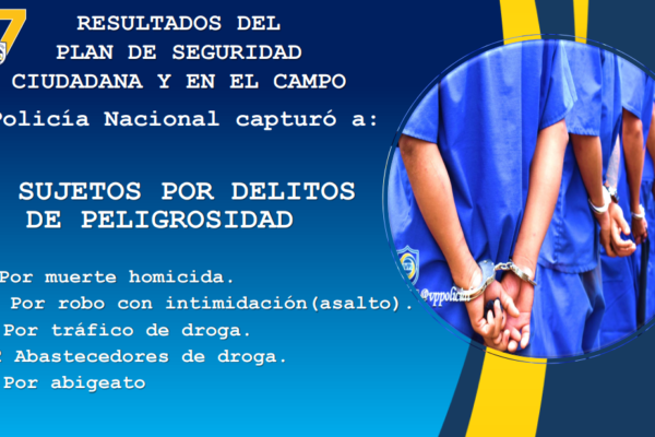 Caen dos individuos por homicidio y 25 por robo en la última semana en Nicaragua