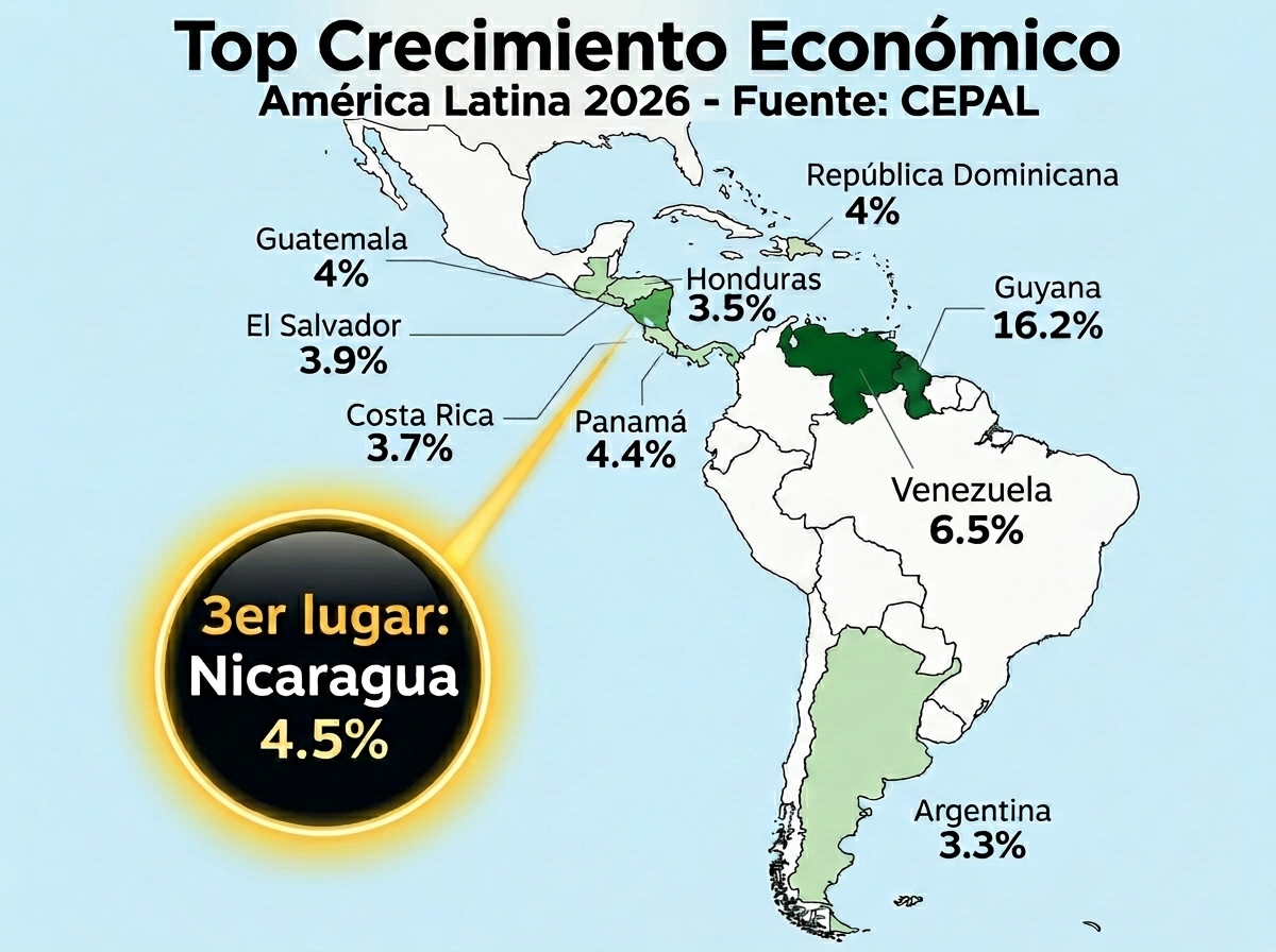 CEPAL: Nicaragua se posiciona como la tercera economía de mayor crecimiento en América Latina