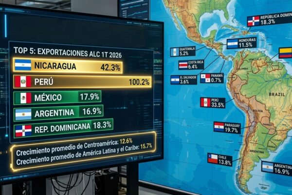Crecimiento exportador en América Latina y el Caribe es liderado por Nicaragua con el 42.3 %