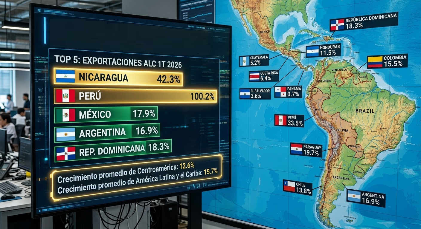 Crecimiento exportador en América Latina y el Caribe es liderado por Nicaragua con el 42.3 %