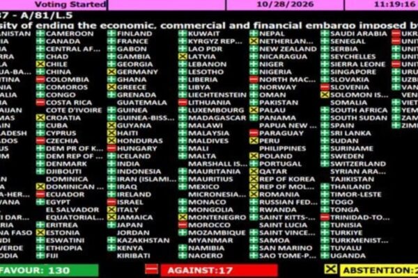 Abrumadora mayoría rechaza en la ONU el bloqueo de EE.UU contra Cuba